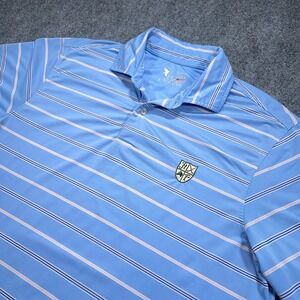 Fairway & Greene Tech Golf Polo Shirt Mens L Blue Striped Stretch Country Club